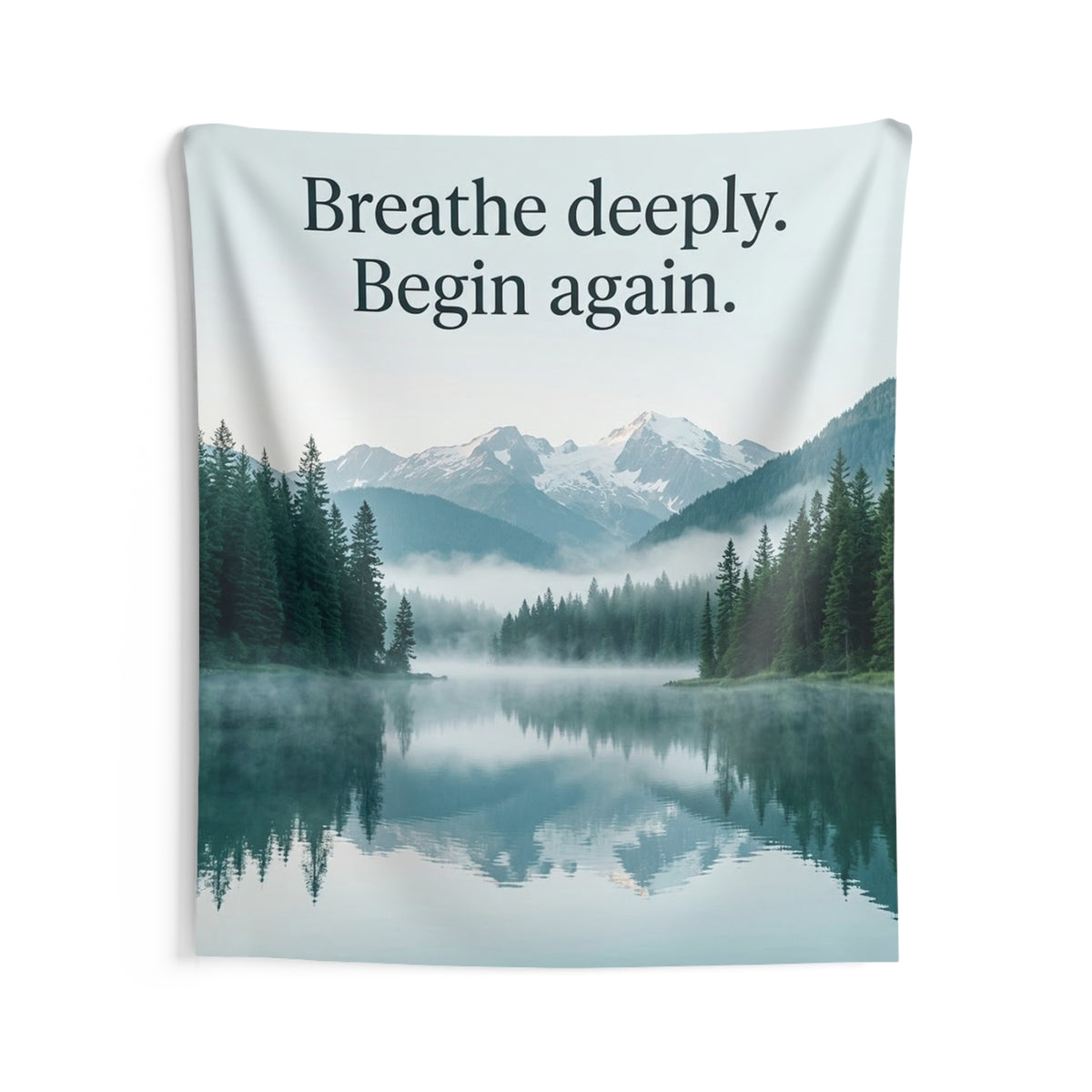 Mountain Lake Nature Quote Wall Tapestry