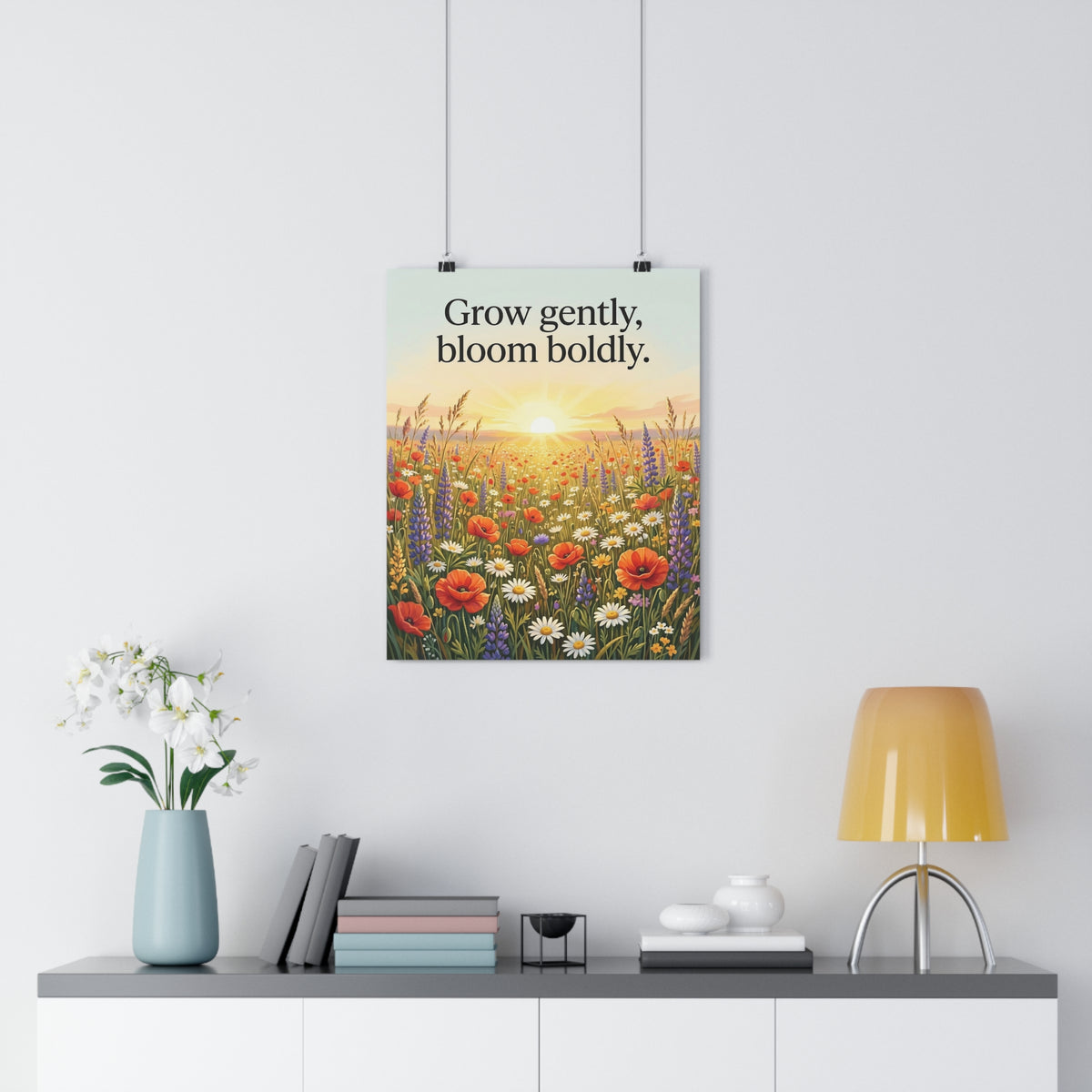 Wildflower Sunrise Nature Quote 16" x 20" Fine Art Paper Poster