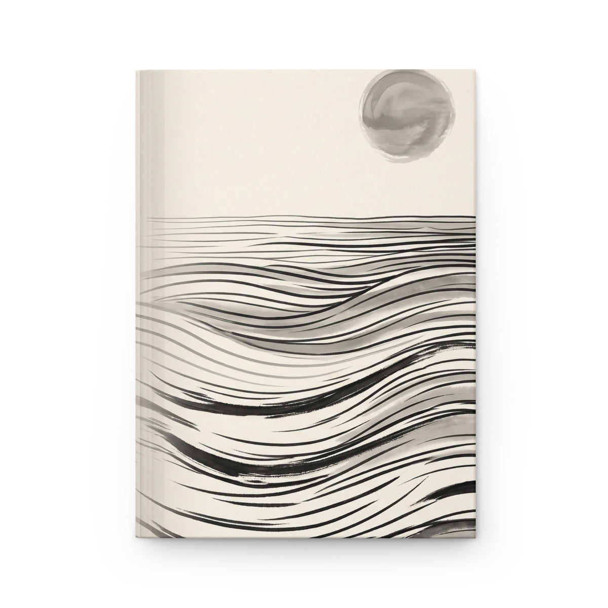 Minimal Ink Waves Variant 3 Hardcover Journal - Matte Lined Notebook