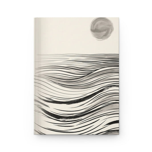 Minimal Ink Waves Variant 3 Hardcover Journal - Matte Lined Notebook