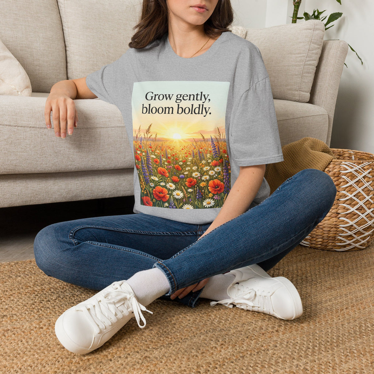 Wildflower Sunrise Nature Quote Unisex Softstyle T-Shirt