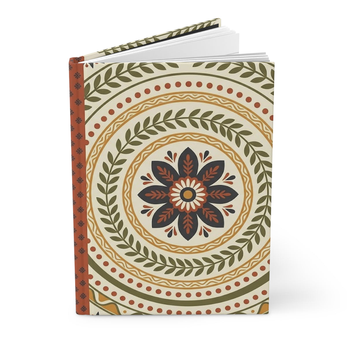 Terracotta Folk Florals Variant 5 Hardcover Journal - Matte Lined Notebook