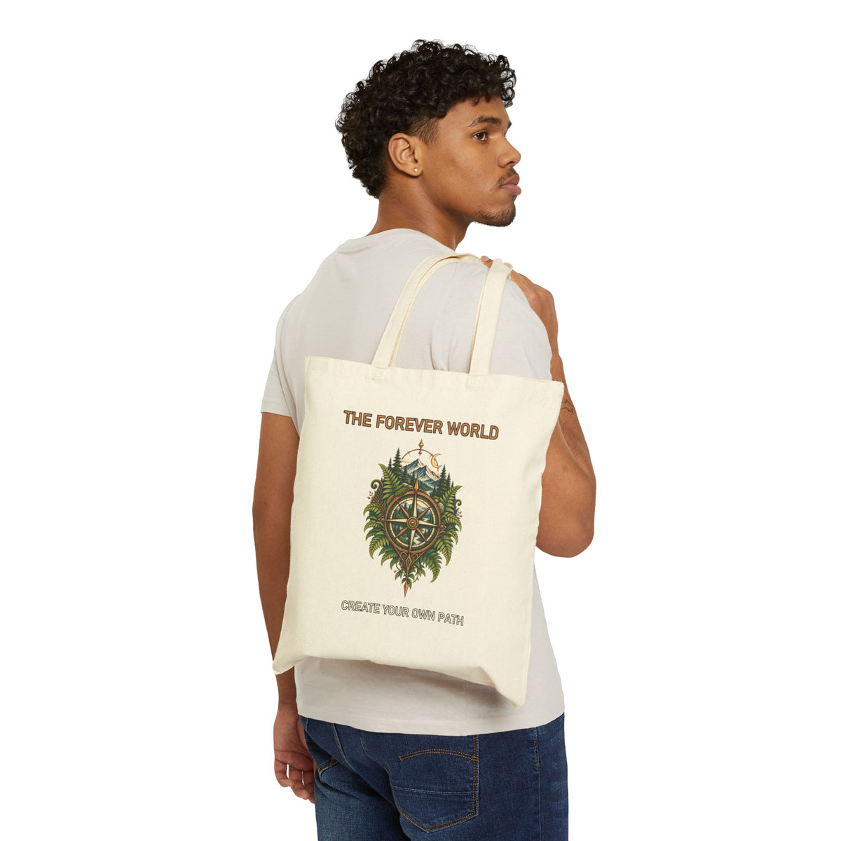 The Forever World Wildlands Compass Cotton Canvas Tote Bag