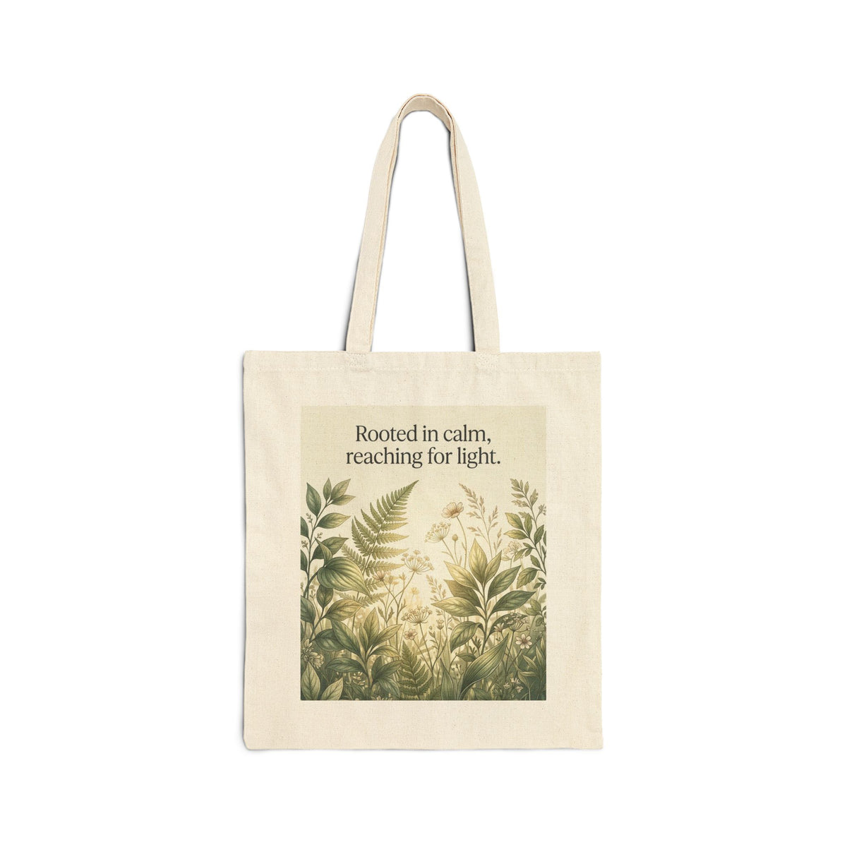 Botanical Meadow Nature Quote Cotton Canvas Tote Bag