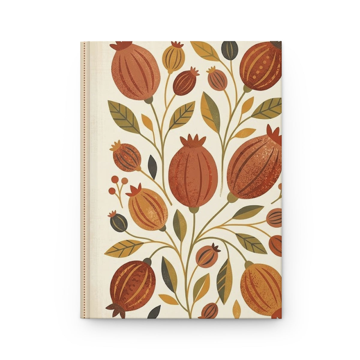 Terracotta Folk Florals Variant 4 Hardcover Journal - Matte Lined Notebook