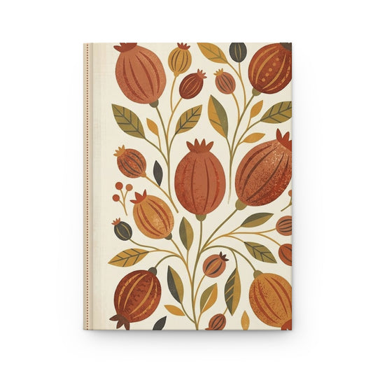 Terracotta Folk Florals Variant 4 Hardcover Journal - Matte Lined Notebook