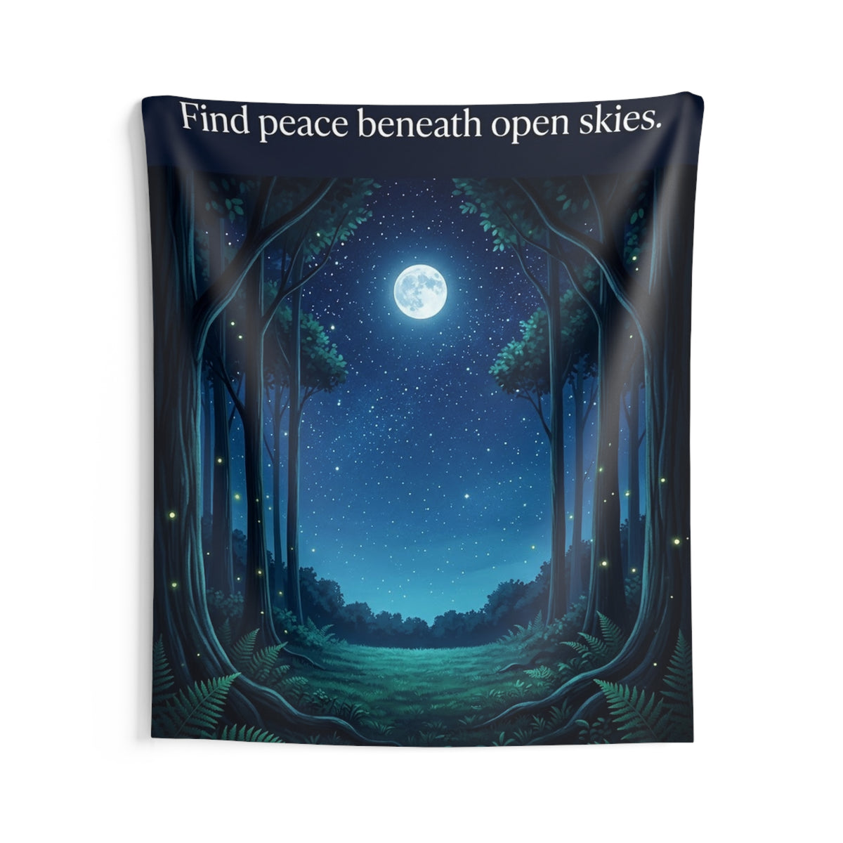 Moonlit Forest Nature Quote Wall Tapestry