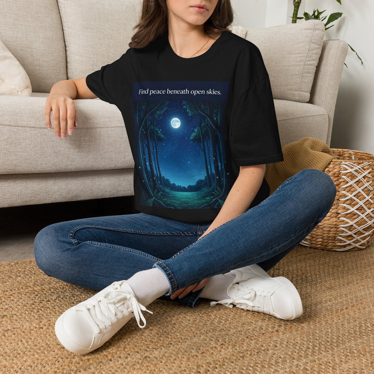 Moonlit Forest Nature Quote Unisex Softstyle T-Shirt