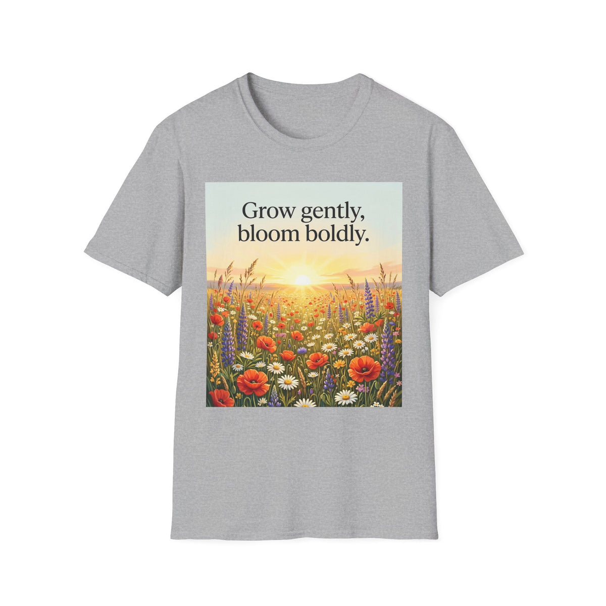Wildflower Sunrise Nature Quote Unisex Softstyle T-Shirt