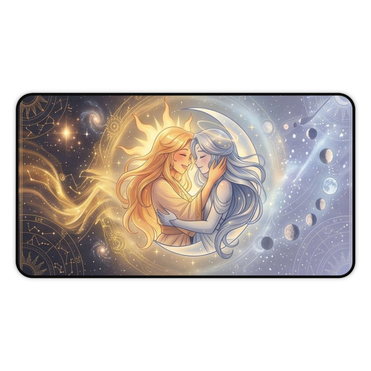 Celestial Balance Desk Mat – Sun & Moon Fantasy Gaming Mouse Pad