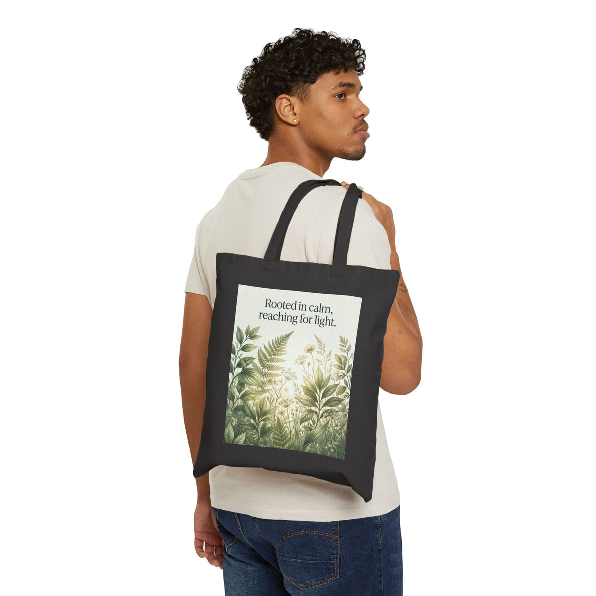 Botanical Meadow Nature Quote Cotton Canvas Tote Bag
