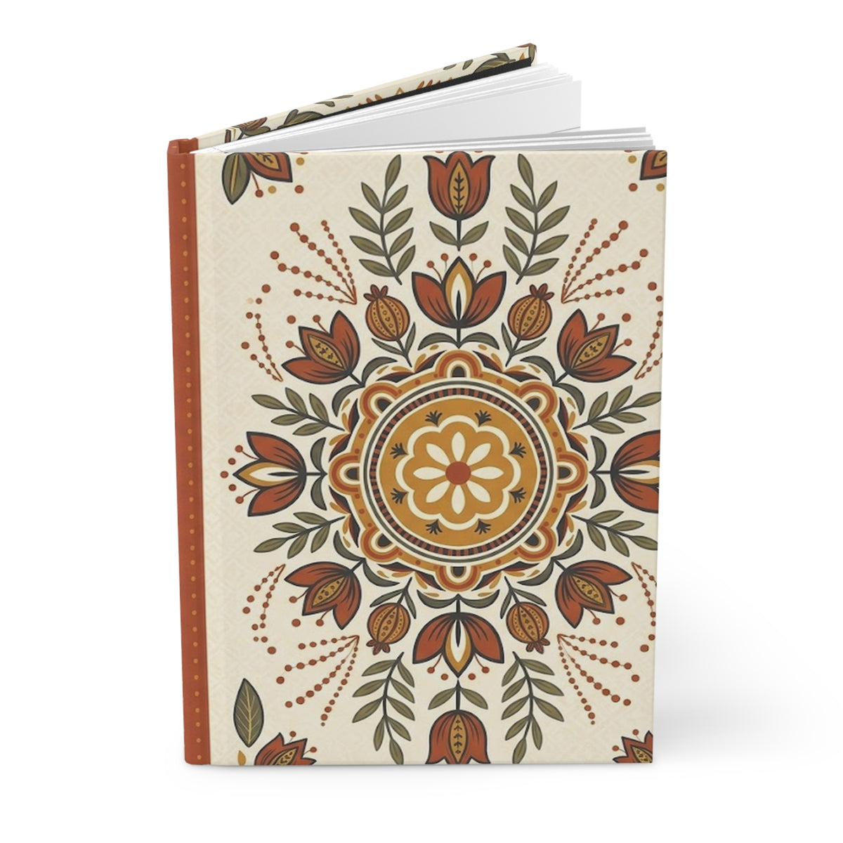 Terracotta Folk Florals Variant 1 Hardcover Journal - Matte Lined Notebook