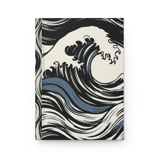 Minimal Ink Waves Hardcover Journal - Matte Lined Notebook