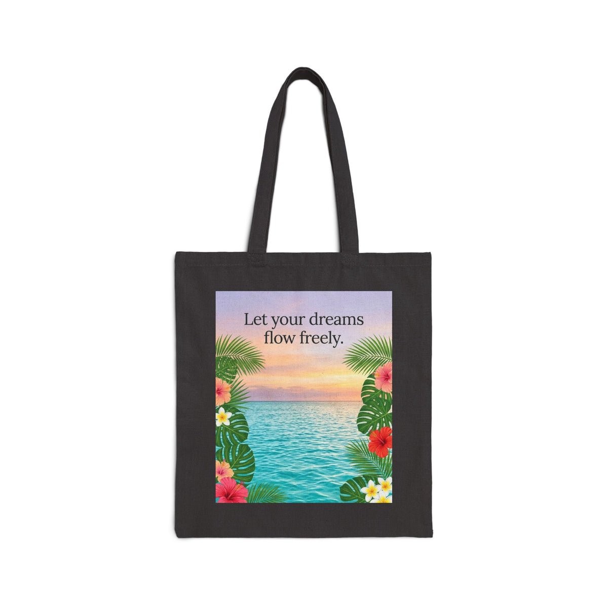Tropical Ocean Nature Quote Cotton Canvas Tote Bag