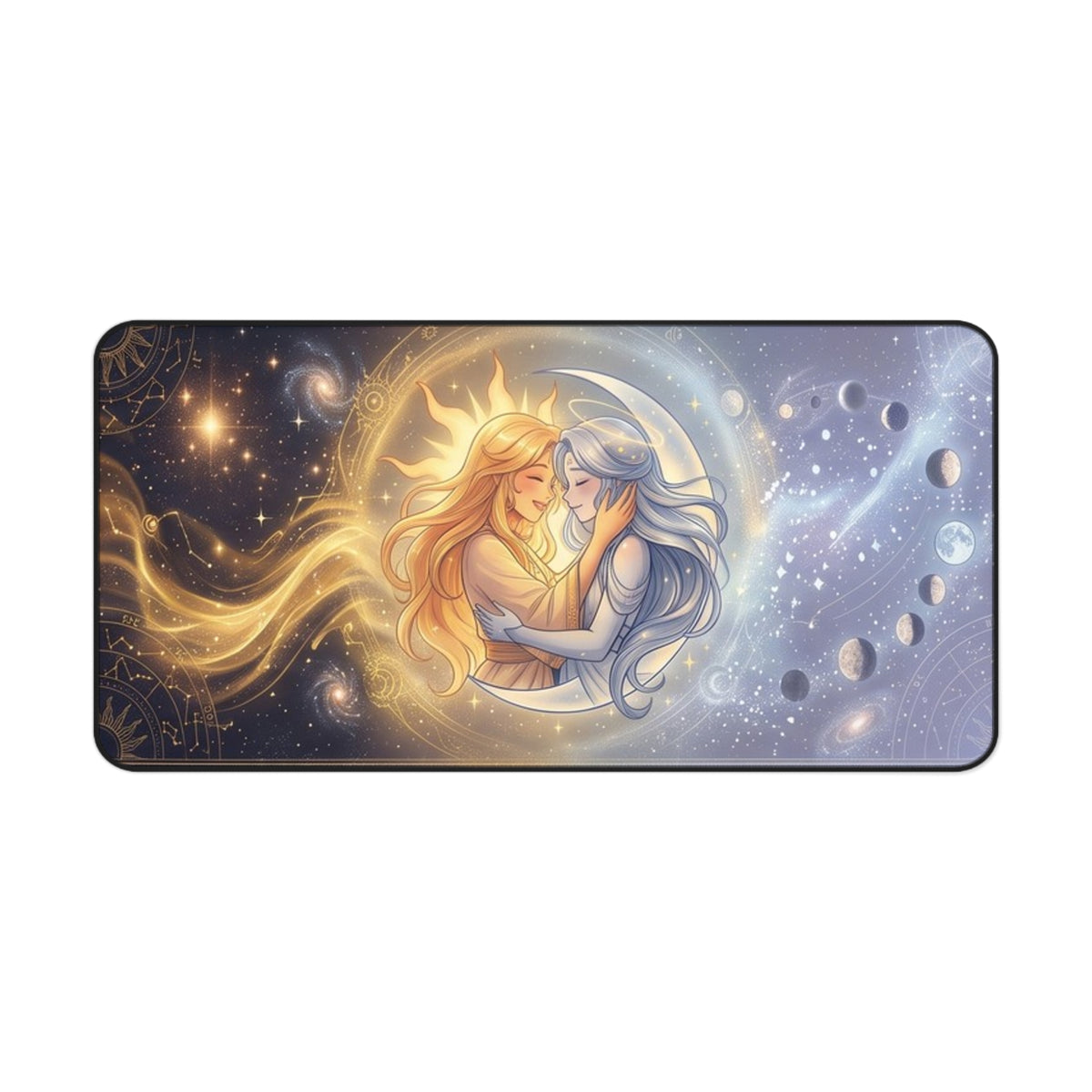 Celestial Balance Desk Mat – Sun & Moon Fantasy Gaming Mouse Pad