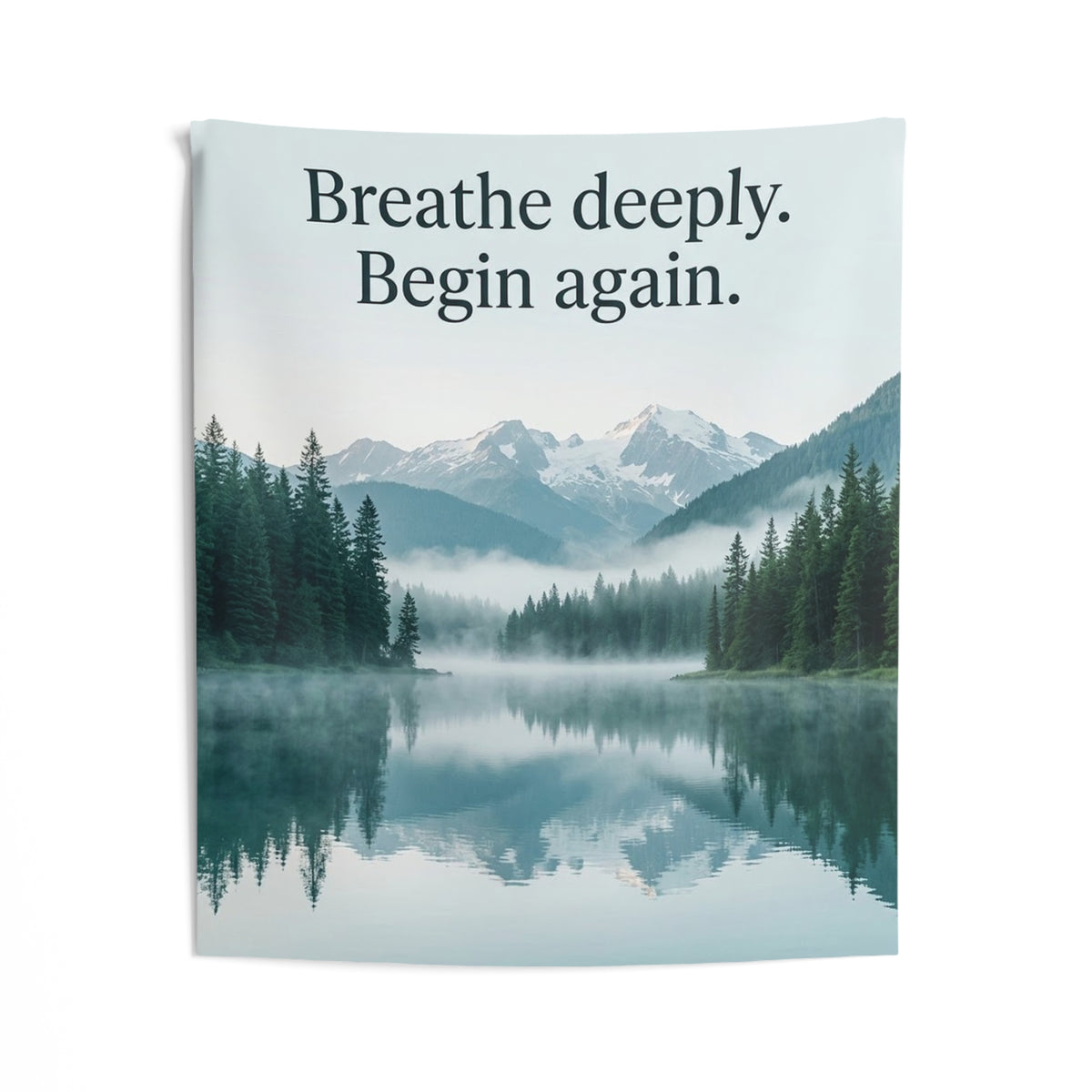 Mountain Lake Nature Quote Wall Tapestry