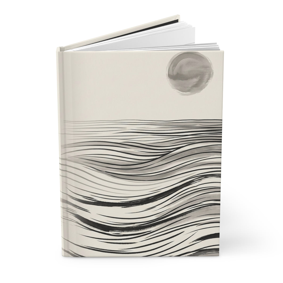Minimal Ink Waves Variant 3 Hardcover Journal - Matte Lined Notebook