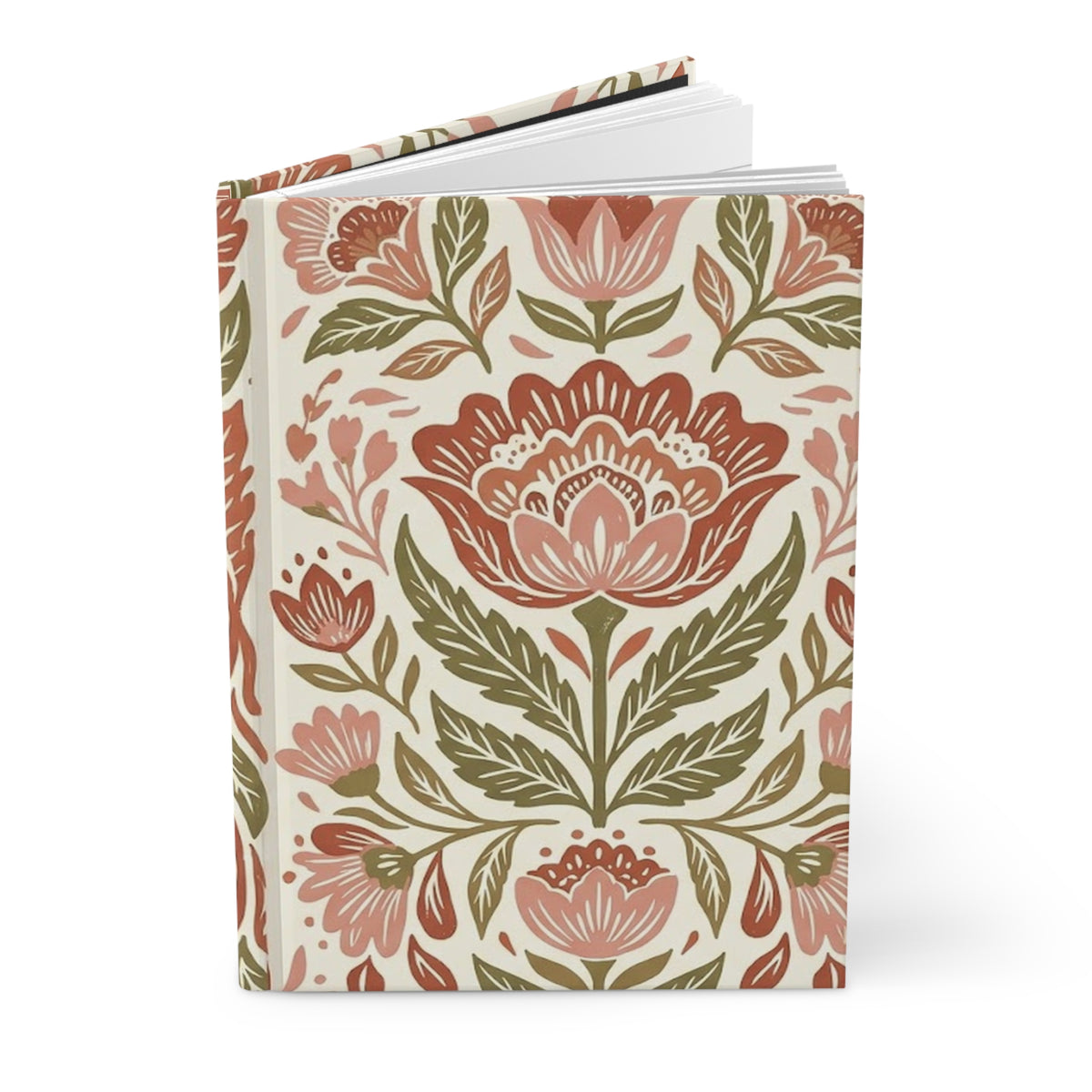 Terracotta Folk Florals Hardcover Journal - Matte Lined Notebook