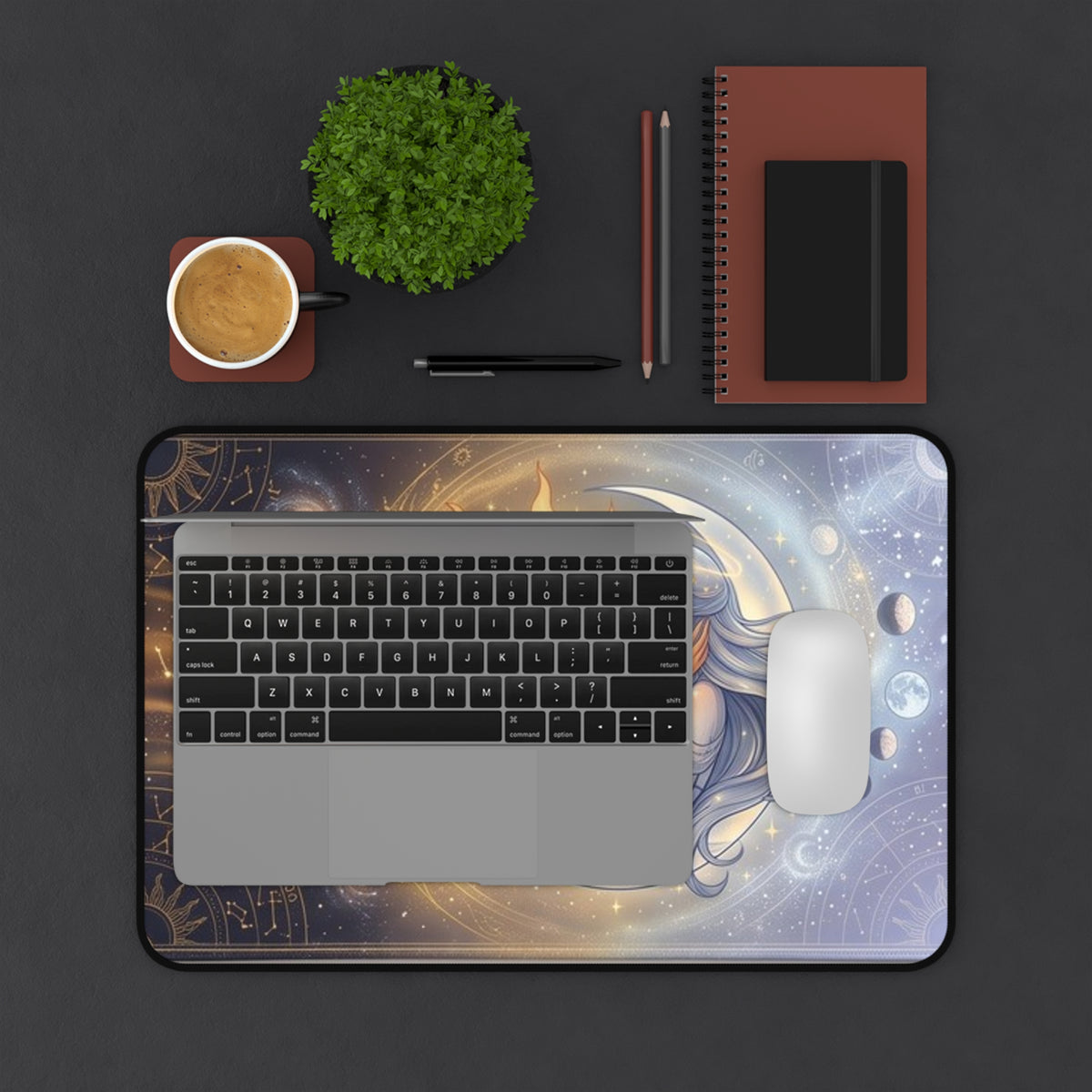 Celestial Balance Desk Mat – Sun & Moon Fantasy Gaming Mouse Pad