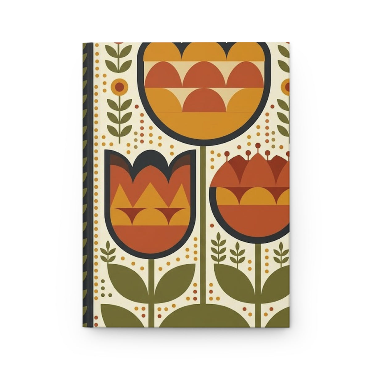 Terracotta Folk Florals Variant 3 Hardcover Journal - Matte Lined Notebook