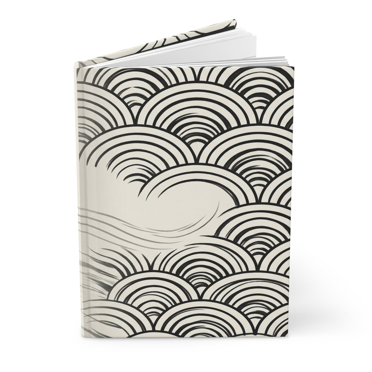 Minimal Ink Waves Variant 2 Hardcover Journal - Matte Lined Notebook