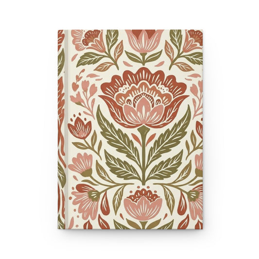 Terracotta Folk Florals Hardcover Journal - Matte Lined Notebook