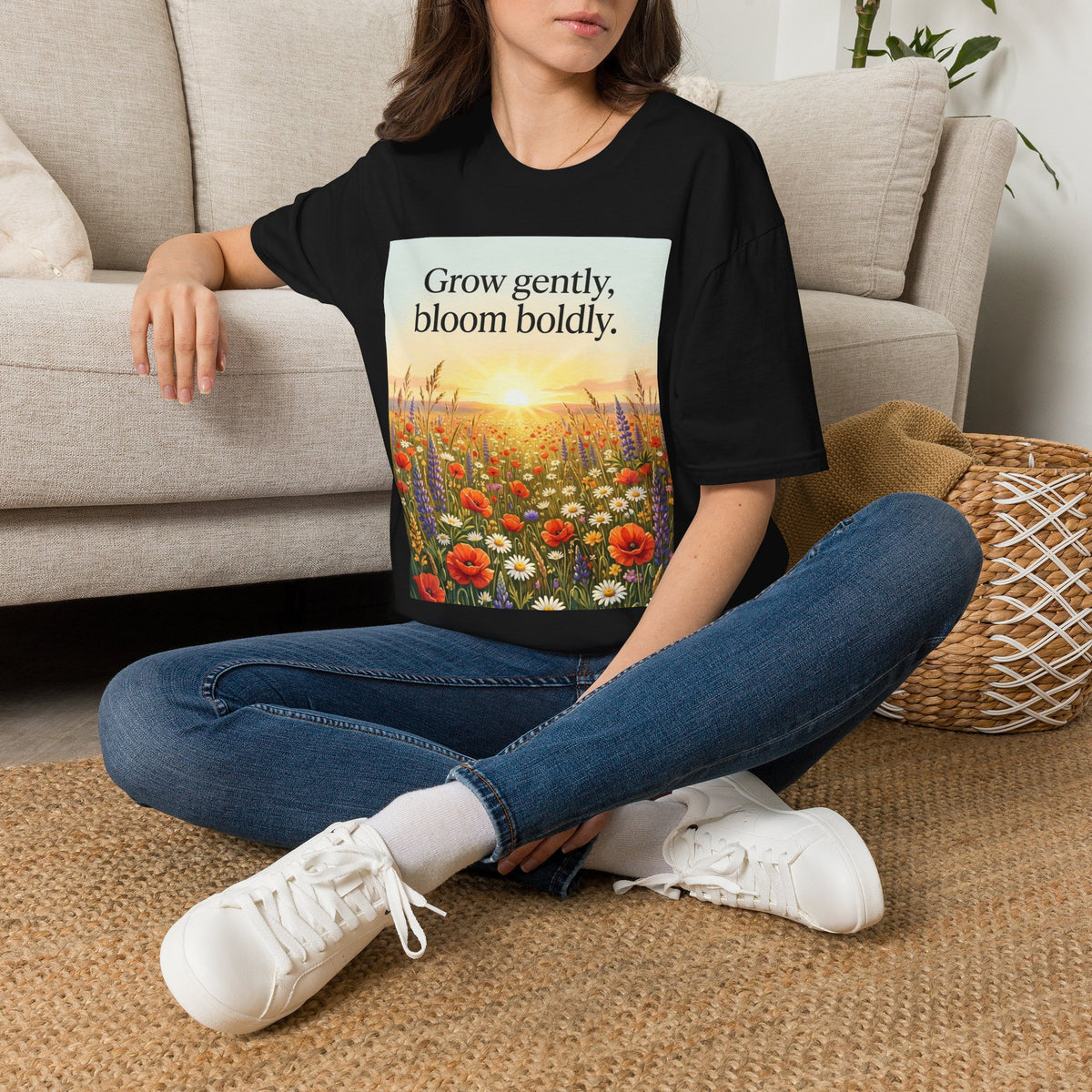 Wildflower Sunrise Nature Quote Unisex Softstyle T-Shirt