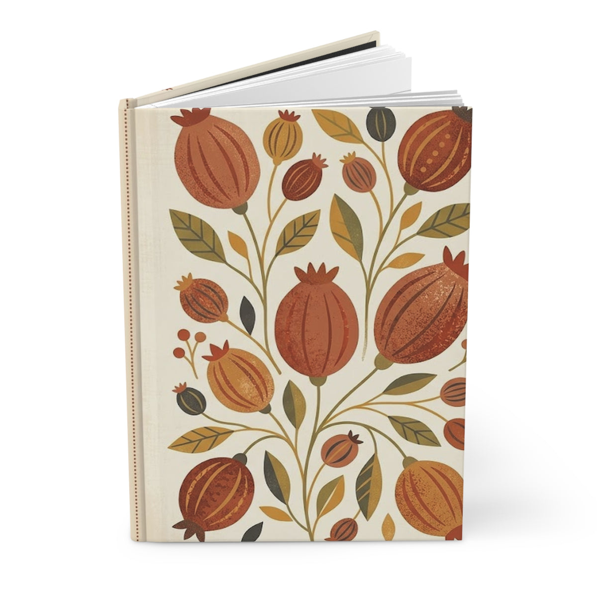 Terracotta Folk Florals Variant 4 Hardcover Journal - Matte Lined Notebook
