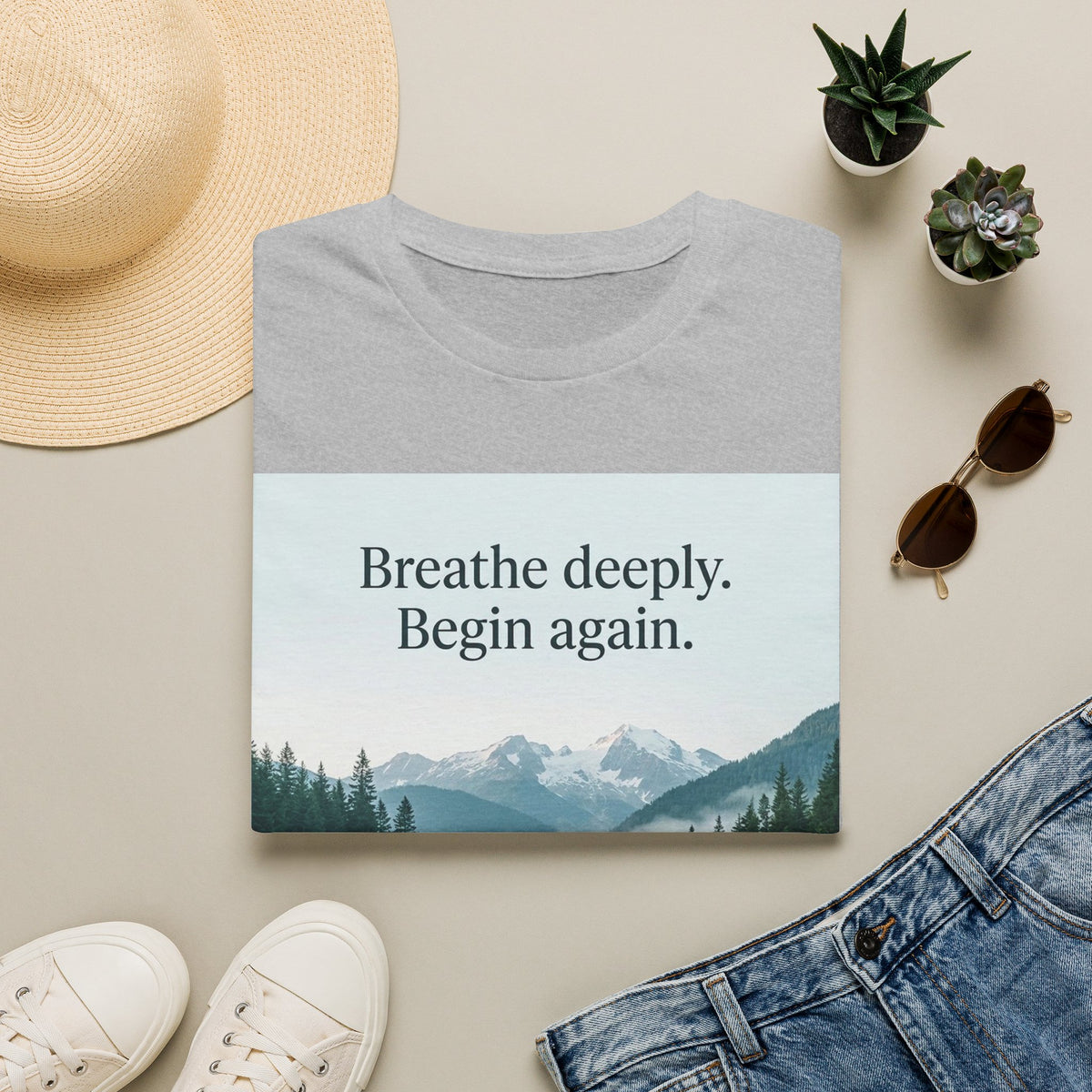 Mountain Lake Nature Quote Unisex Softstyle T-Shirt