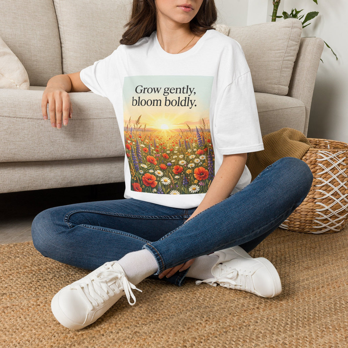Wildflower Sunrise Nature Quote Unisex Softstyle T-Shirt