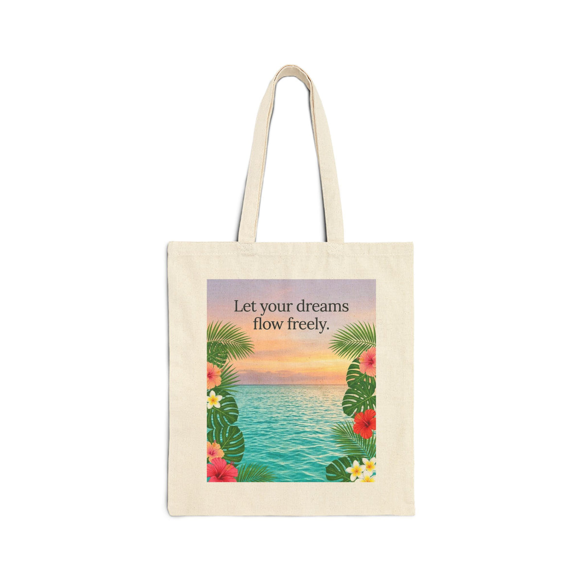 Tropical Ocean Nature Quote Cotton Canvas Tote Bag