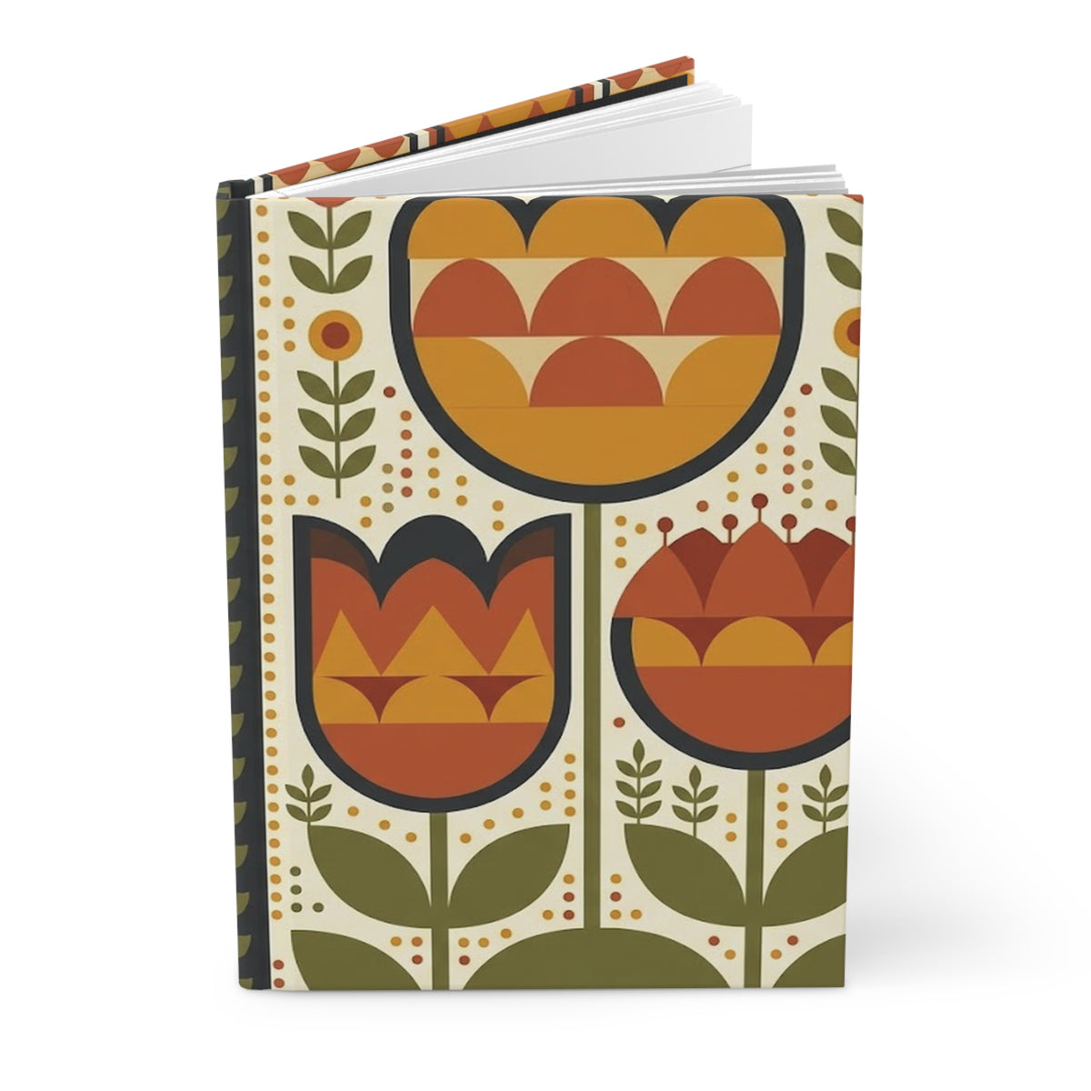 Terracotta Folk Florals Variant 3 Hardcover Journal - Matte Lined Notebook