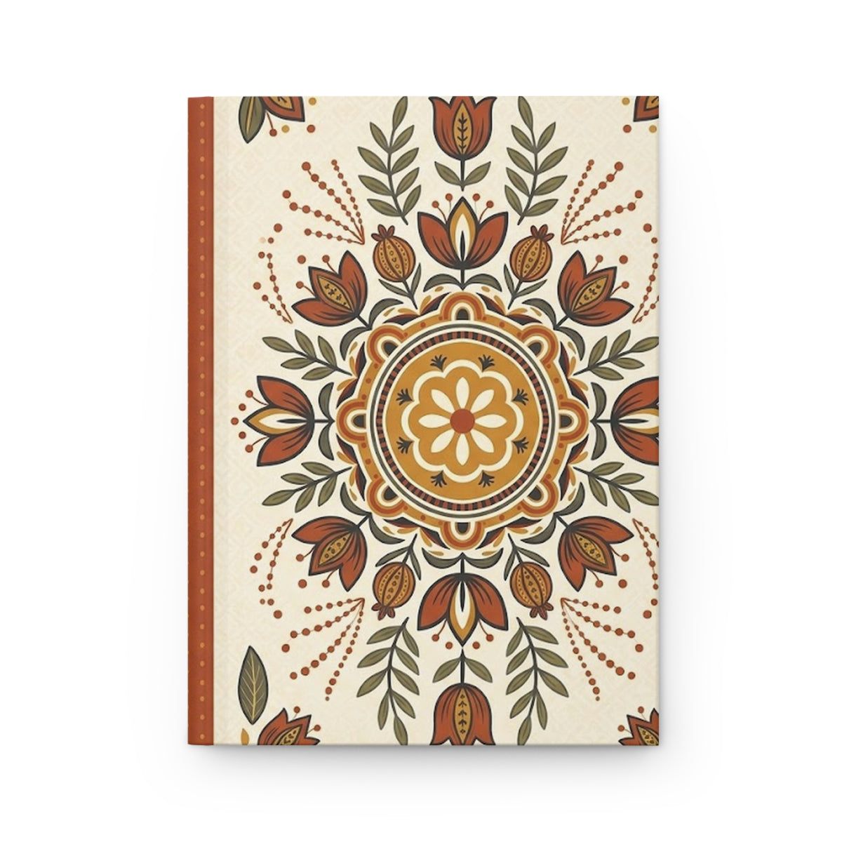 Terracotta Folk Florals Variant 1 Hardcover Journal - Matte Lined Notebook