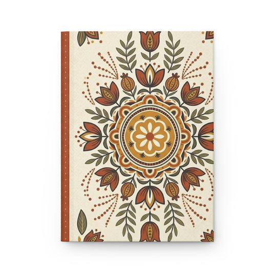 Terracotta Folk Florals Variant 1 Hardcover Journal - Matte Lined Notebook