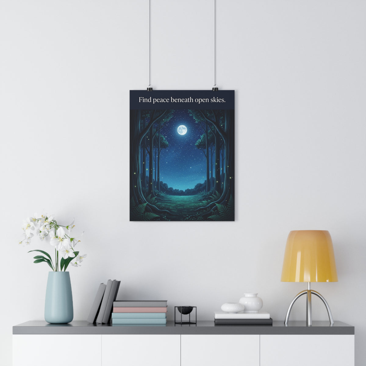 Moonlit Forest Nature Quote 16" x 20" Fine Art Paper Poster