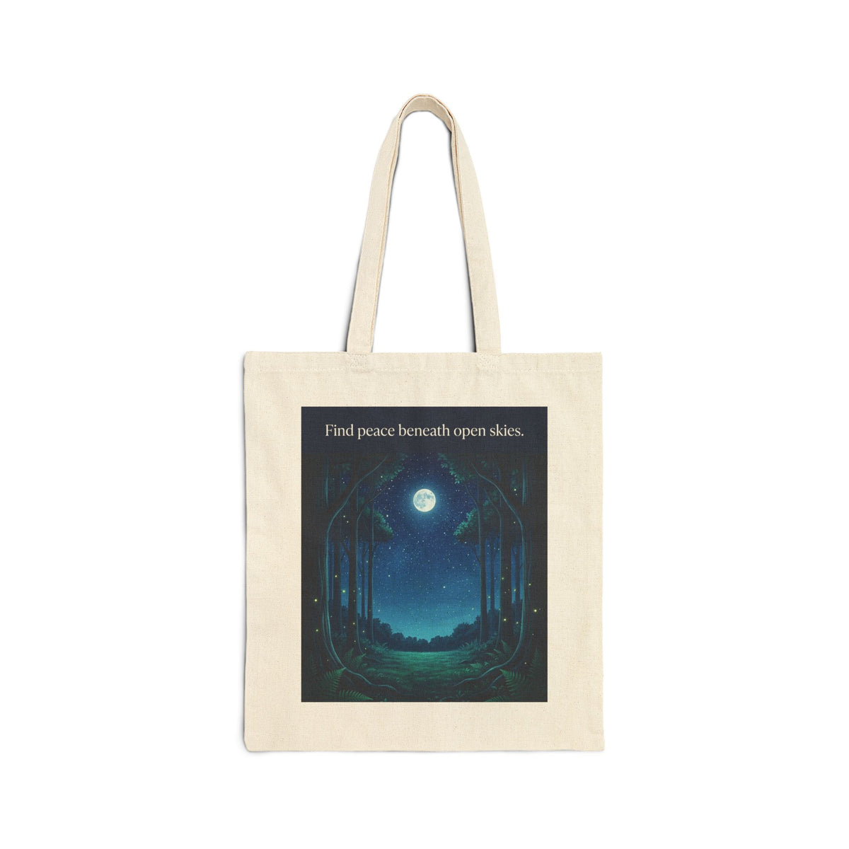 Moonlit Forest Nature Quote Cotton Canvas Tote Bag